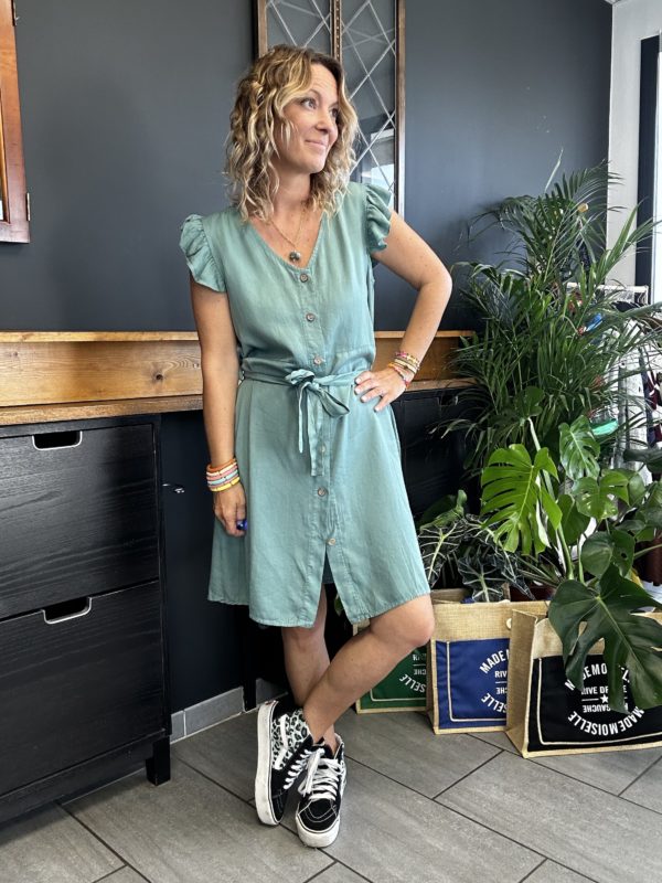 Robe à volants turquoise