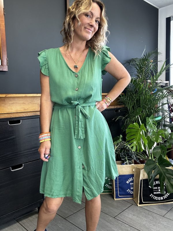 Robe à volants verte