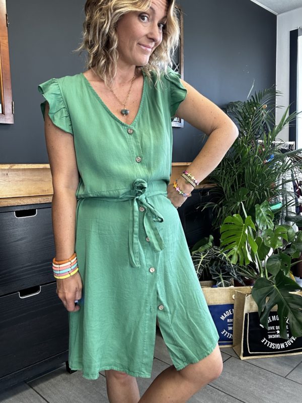 Robe à volants verte – Image 3