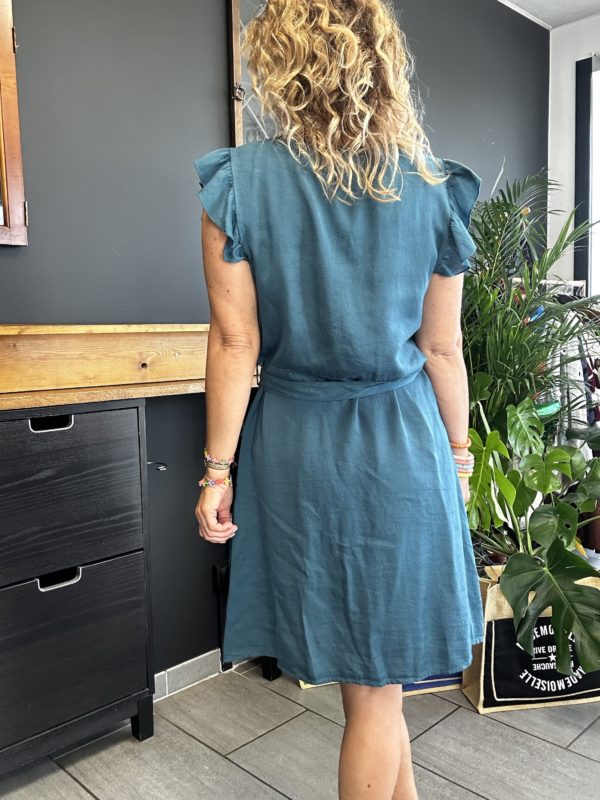 Robe à volants bleue canard – Image 2