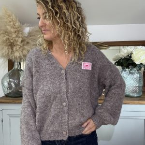 Gilet cœur taupe
