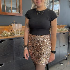 Jupe sequins rosy gold