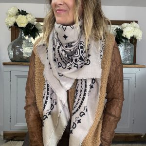 Grand foulard taupe