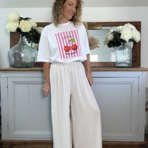 Pantalon large beige